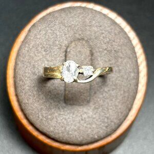 VTG Solid Sterling Silver 925 Freeform Cubic Zirconia 2mm Band Ring Size 8